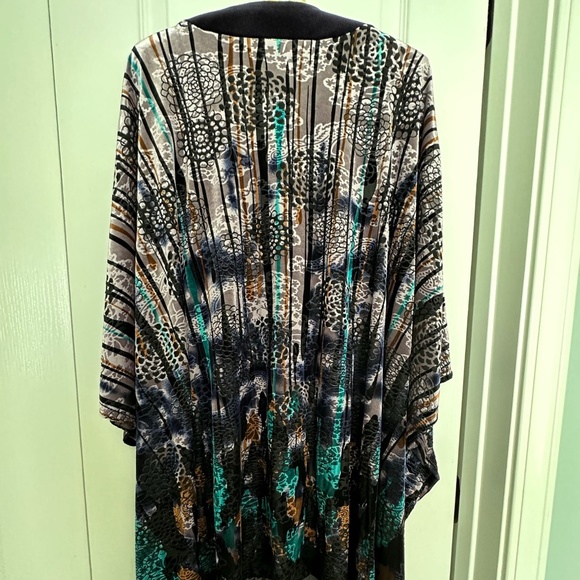 Gump’s San Francisco Jewel Toned Soft Velvet Chrysanthemum Caftan V-Neck Tunic L - Picture 10 of 16